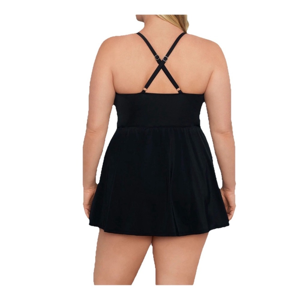 Sonnet Shores Womens Swim Dress Plus 24W Black 3X - Picture 2 of 4